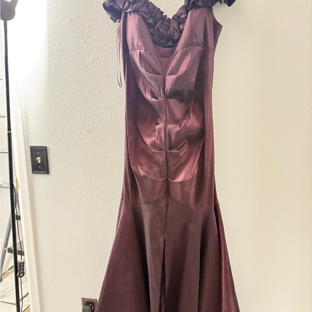 R&M Richards Strapless Maroon Dress
